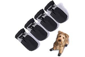 TEOZZO Dog Shoes Dog Boots & Paw Protector, Anti-Slip Sole Winter Dog Booties with Reflective Straps Dog for Small Medium Dogs 4PCS (Black, Size 3: 1.37"(Width))