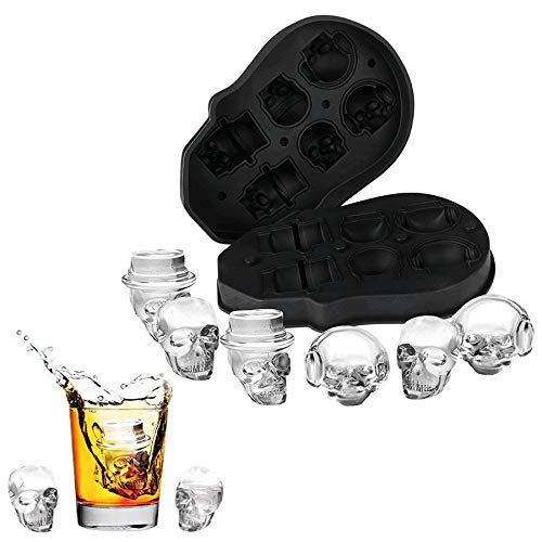 SJYDQ Silikoneiswürfel Fach 3D Schädelform Eiswürfel Mold Maker Für Whisky Cocktail Stapelbare Flexible Silikon… – Bild 6