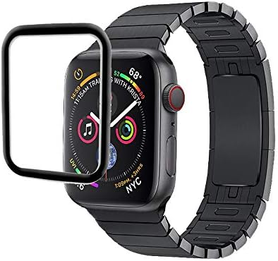 Apple Watch Band 44mm Screen Protector Series 4 Tempered Glass, 2 Pack Ultra Thin HD Claer Full Coverage Screen Film Compatible iWatch 44mm, Full Gule, Anti Bubble, Case Friendly Privacy, Black