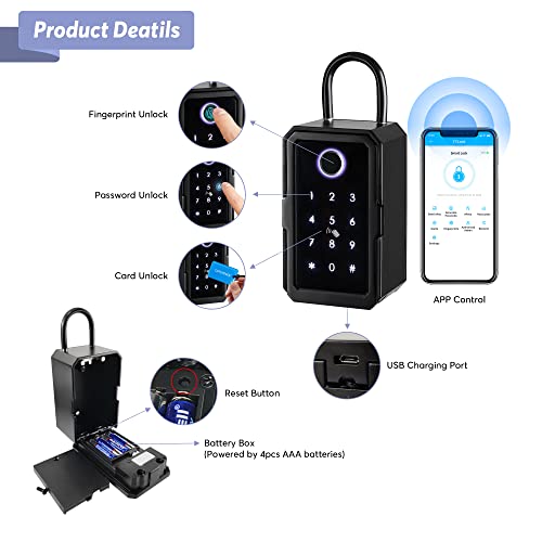 Smart Box Lock,CATCHFACE Key Lock Box 5in1 Bluetooth Lock Box Support
