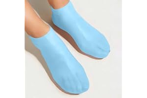 1Pair Silicone Socks for Dry Cracked Feet, Women's Foot Socks for Moisturizing, Cracked Heel, Blue, One Size Short
