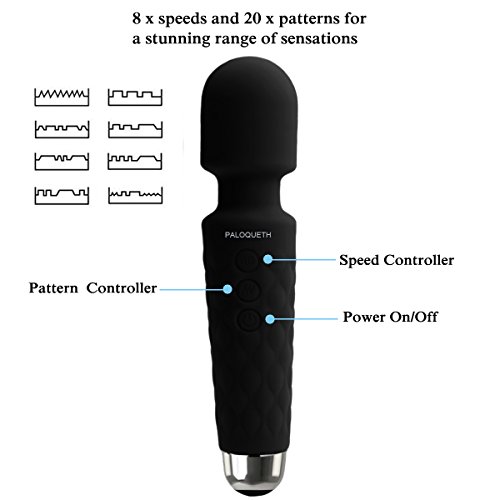 Cordless Wand Massager for Back Neck Shoulder Deep Tissue Massage, PALOQUETH Handheld Rechargeable Body Massager, 20 Speed Vibrations