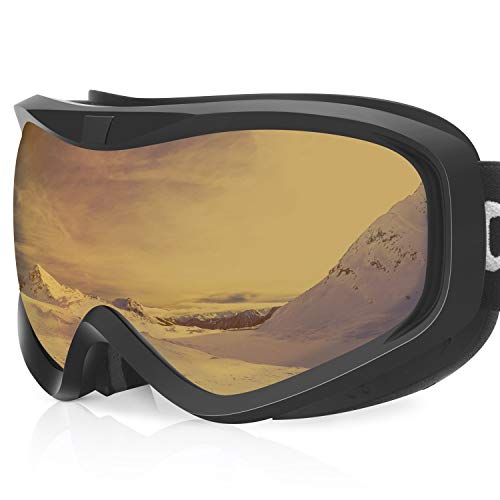 devembr OTG Ski Goggles Clear, Snowboard Goggles Anti-Fog,100% UV Protection,Anti-Slip Strap,Helmet Compatible Snow Goggles for Men & Women,Skiing Snowmobile Skating,Black Frame,Orange Lens (VLT 33%) - Thumbnail 7