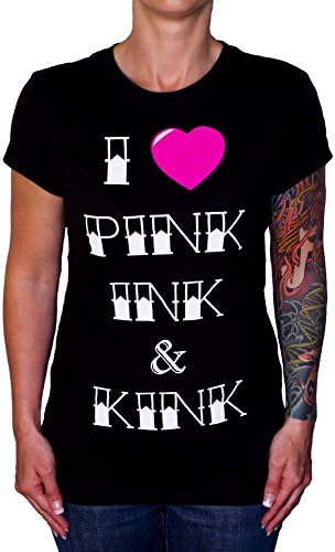 Konfess Klothing Women's I Love Pink Ink &amp; Kink T-Shirt Black 2XL