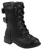 Baby Girls Dual Buckle/Zip Quilted Back Mid Calf Motorcycle Toddler/Infant Winter Boots