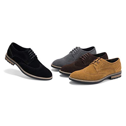 Men's Suede Leather Oxford Shoes Casual Lace up Dress Shoes Grey 8.5
