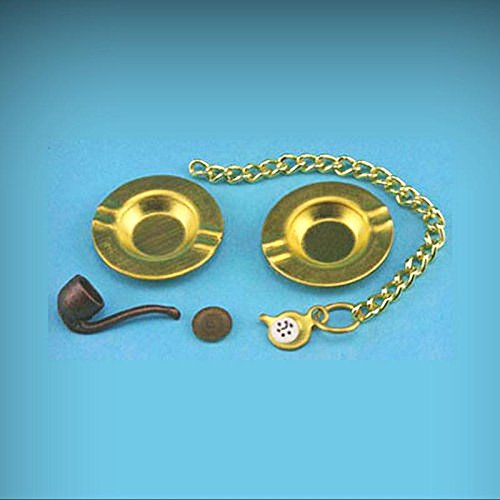 Dollhouse Miniature 1:12 Gentlemens Smoking Set with Pipe and Ashtrays #IM65352 - My Mini Fairy Garden Dollhouse Accessories for Outdoor or House Decor