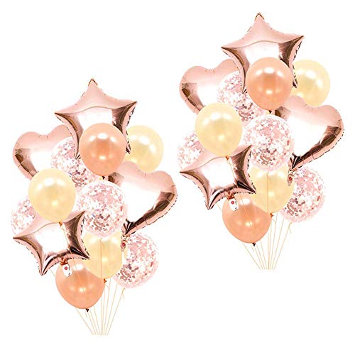 Rose Gold Confetti Balloons, 12 Inch Latex Party Balloons and 18 Inch ...
