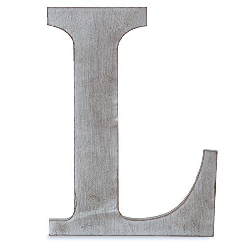 The Lucky Clover Trading L Wood Block, 14" L, Charcoal Grey Wall Letter, Gray