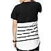 OLRIK Mens Hipster Hip Hop Basic Longline Crewneck Black And White Stripes T-shirt