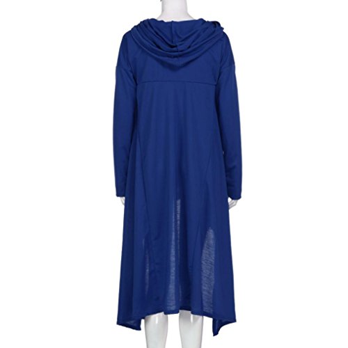Han Shi Asymmetric Blouse, Elastic Scarf Collar Loose Hoodies Long Tunic Dress for Women (3XL, Blue)