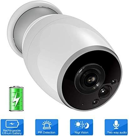 SDETER Wireless Camera, Battery Powered 720P WiFi Outdoor Security Cameras, Waterproof PIR Motion Detection, Night Vision, Cloud Service Long Standby