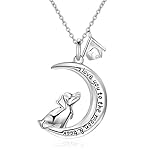 YFN Sterling Silver I Love You to The Moon and Back Dog House Moom Pendant Necklace 18