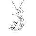 YFN Sterling Silver I Love You to the Moon and Back Dog House Moom Pendant Necklace 18