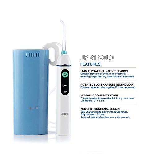 Water Flosser with 3 Attachment Tips and Oral Irrigator for Braces and all Teeth - Great for Removing Plaque and Food Particles - JP51 Solo - Jetpik