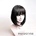 RUISENNA Women Black Bob Wigs Synthetic Yaki Hair Wigs Short Straight wig 100% Heat Resistant Fiber Wigs For African American