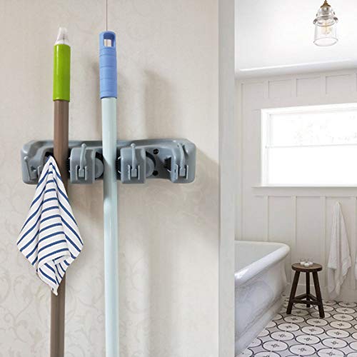 Digital Ant Mop and Broom Holder, Wall Mounted Garden Tool Storage Tool Rack Storage & Organization for Your Home, Closet, Garage and Shed (3 Positions with 4 Hooks)