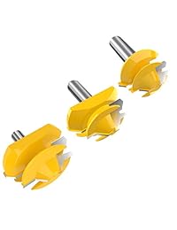 Juego de herramientas para cortar carpintería con broca de enrutador de 45 grados, con bloqueo de vástago de 0.5 in