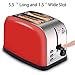 LATITOP Red 2-Slice Toaster Brushed Stainless Steel with Extra Wide Slot for Bagels, Small &Large Bread Slices, Removable Crumb Tray, Led Indicator, Auto Shut-off, 7 Shade Setting, High Lift Lever … (Red with Bagel Setting)