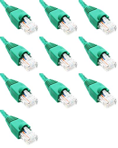 14 Feet Cat6 Ethernet Network Patch Cables Green RJ45 m/m (10 Pack)