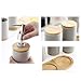 JIWEIMO 4 Piece Ceramic Bathroom Accessories Set ，Includes: Soap Dispenser Pump, Toothbrush Holder, Tumbler and Wooden Tray. Version 2.0