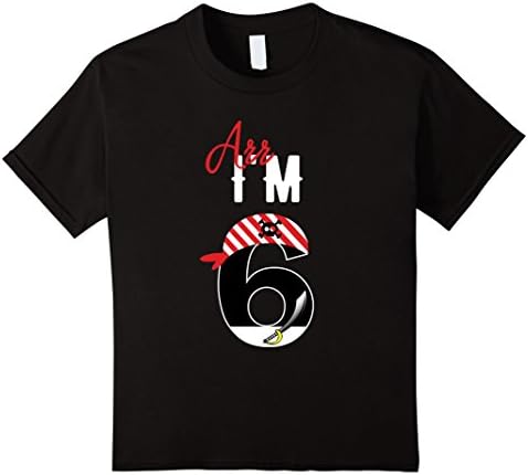 Kids Pirate Shirt 6 Birthday Outfit with Bandana Party T-Shirt 8 Black