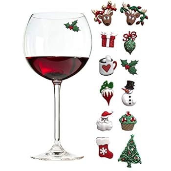  Crystal Snowflake Magnetic Wine Glass Charms
