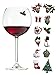 Simply Charmed Christmas Holiday Magnetic Wine Glass Charms & Cocktail Markers Set of 12 - Great Christmas Hostess Gift or Stocking Stuffer