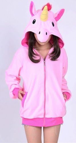 Girls Ladies Unicorn Hoodies Pink Blue Cartoon Watercolour Sky Christmas Hoody Hoodie Sweatshirt (Pink, Women: 8-12)