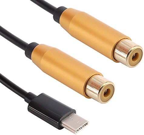 Yeworth 2.6FT 80cm USB Type C Male to Dual Female RCA Stereo Audio Y Splitter Adapter Cable for USB-C Devices