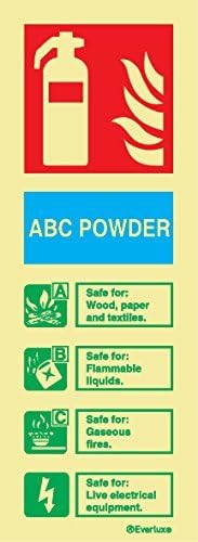 British Standard Approved - ABC Powder Fire Extinguisher Sign with UV Resistance &amp; 5 Year Warrenty - Portrait by Everlux