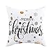 BLEUM CADE Pack of 4 Merry Christmas Pillow Cover Snowflakes and Happy New Year Decorative Pillow Cases Polyester Peach Cushion Case for Christmas Gift Bed Sofa Couch Decoration