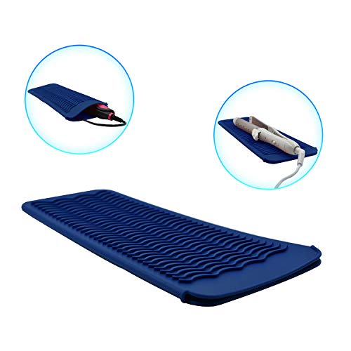 EIOKIT Silicone Heat Resistant Travel Mat Pouch for Hair Straightener,Crimping Iron,Hair Curling Iron,Hair Curling Wand,Flat Iron,Hair Waving Iron and Hot Hair Styling Tools (Navy Blue) - Thumbnail 7