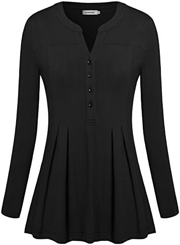 Long Sleeve Blouse for Women,Kospoon Fall Fashion Shirt Peplum Knit Top Black XL