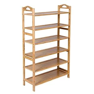 SONGMICS Bamboo 6Tier Shoe Rack 1824 Pairs Entryway Shoe