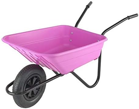 Walsall Wheelbarrows 90Ltr Shire Plastic Green Wheelbarrow Barrow in a Box, Pink - Pneumatic Wheel