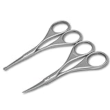ZIZZON Nose Hair Scissors Beard Eyebrow Trimmer Scissors Set Brushed stainless steel