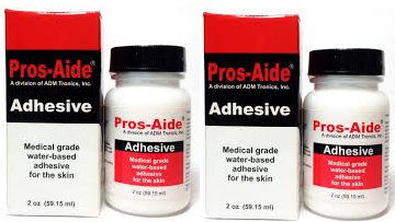 COMBO: 2 NEW Pros-Aide "The Original" Adhesive 2 oz By ADM Tronics - Professional Medical Grade Adhesive Dries Clear