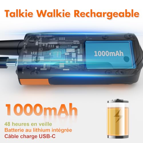 AWANFI Walkie Talkie Kids Adults Rechargeable 3 Pieces Walkie Talkie Long Range Flashlight 8 Channel Walkie Talkie USB Type C for Camping, Hiking, Biking, Toy Gift for Girl and Boy
