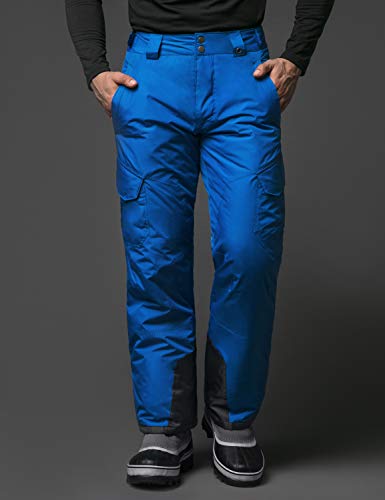 image for TSLA TM-YKB83-BLU_Large Tesla Men's Cargo Rip-Stop Snow Pants Windproo