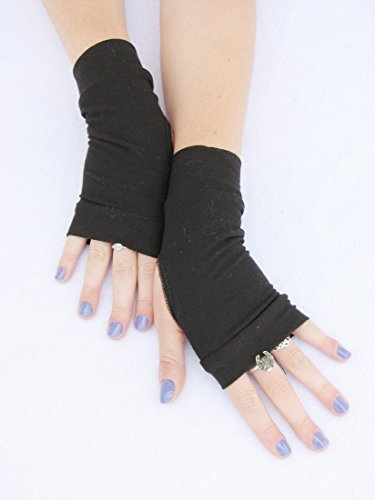 Basic Black Fingerless Gloves Eco Friendly Bamboo Costume Cosplay - Image 5