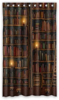 Custom Old Library Books Bookshelf Window Curtains/drape/panels/treatment Polyester Fabric Bedroom 50"x84"