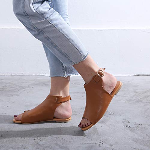 ♡ Londony ♡ Topic Casual Espadrilles Trim Rubber Sole Flatform Studded Wedge Buckle Ankle Strap Open Toe Sandal Brown - Thumbnail 7