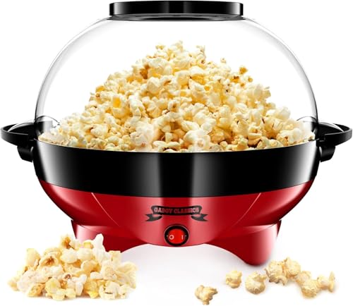Photo 1 of **USED** Gadgy Popcorn Machine – 800W Electric Hot Oil Popcorn Maker with Non-Stick Plate, Lid & Stirrer – Large 24-Cup Popper for Home, Parties, Movie Night ��– Butter, Sugar & Spice Compatible (Red)