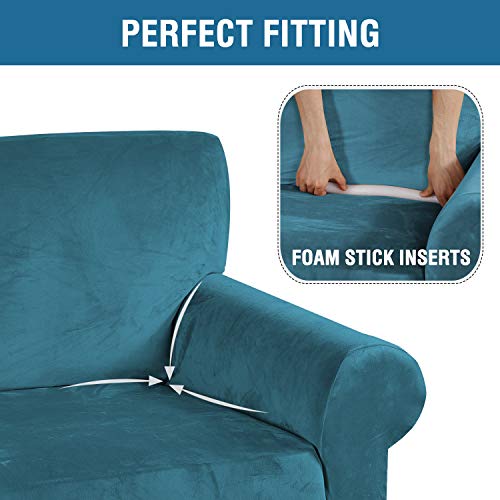 H.VERSAILTEX Stretch Velvet Sofa Covers Large Couch Covers Sofa Slipcovers with Non Slip Straps