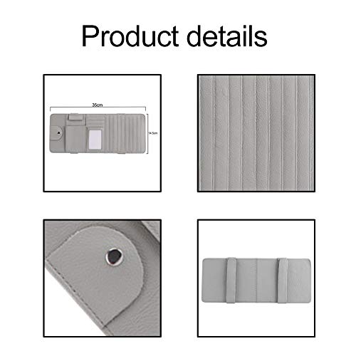 idain PU Leather Car Sun Visor CD Holder Organizer Case Storage Clip,Pen Glasses CD Card Holder Storage Pouch,Gray