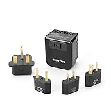 BESTTEN 1875W Step Down (220V to 110V) Voltage Converter Transformer and Travel Plug Adapter for UK/AU/US/EU/Asia, Gfit Pouch Included, Black