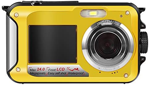Hoyxel Waterproof Digital Camera, EG04 Dual Screen Mini FHD Video Camera FHD Support Underwater/Sports Recording Self Shoting