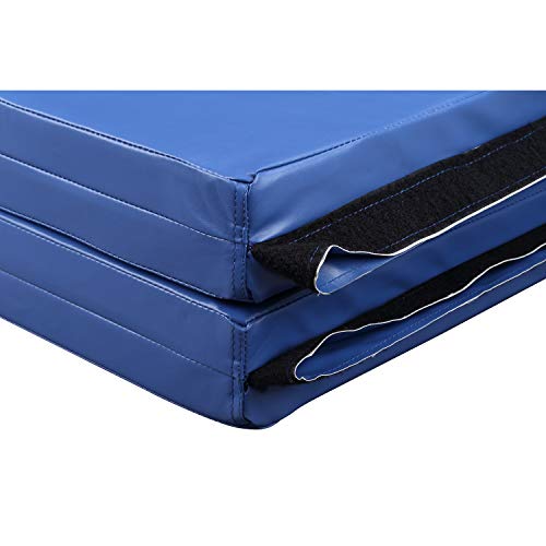 ZENOVA Gymnastics Mat 4'x10' Thick Large Folding Tumbling Gym Panel Crash Mats with Handles Women Home Gym Fitness (Pure Blue) - Thumbnail 6
