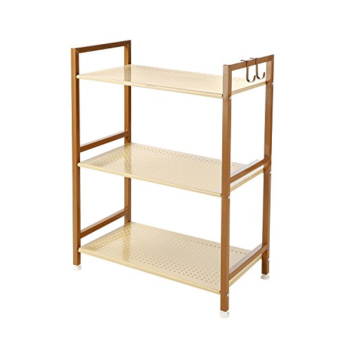 3 Tier Shelving Unit Kitchen&Home Storage Rack With Hook, Metal, GEYUEYA Home